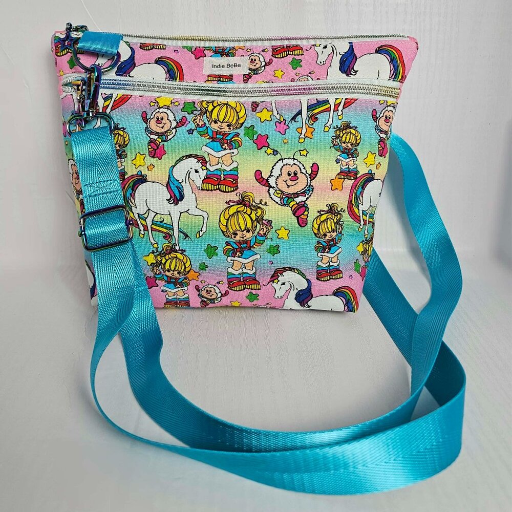 Vintage Rainbow Brite Crossbody Purse, 80s Cartoon Fabric